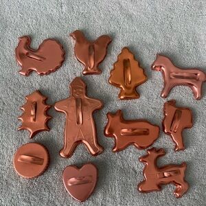 Vintage Copper Cookie Cutters Set